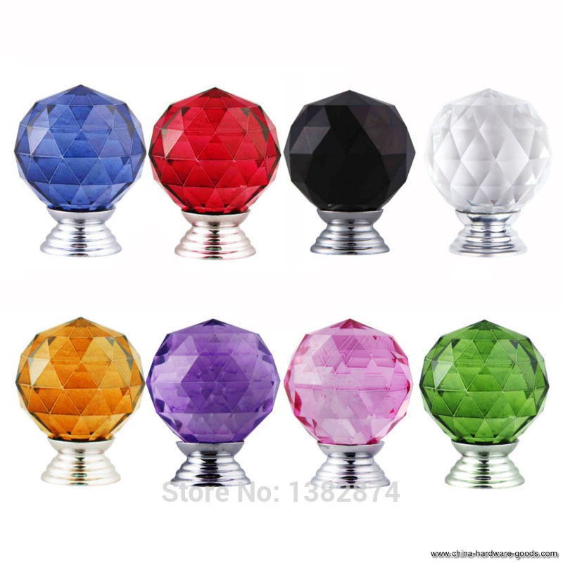 beautiful sphere crystal single-arch bedroom modern furniture handles knobs red color a#v9 68298.02 - Click Image to Close