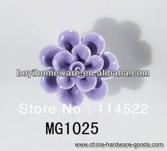 new design hand made blue rose flower ceramic knobs handles cabinet pull kitchen cupboard knob kids drawer knobs mg1025
