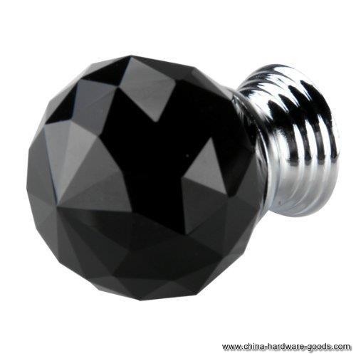 black round crystal glass cabinet drawer door pull knobs handles 30mm - Click Image to Close
