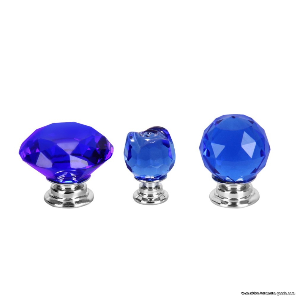 blue 8 x sx-r030 22mm crystal glass door knob + screw for home decoration& garden drawer/kitchen cabinet pull handles - Click Image to Close
