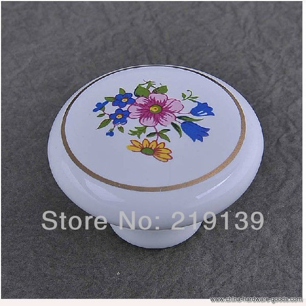 flower single hole ceramic furniture kitchen cabinet hardware drawer porcelain knobs and pulls cupboard handles - Click Image to Close
