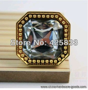 single glod k9 crystal & zinc alloy furniture golden finished& clear crystal drawer knobs&handle