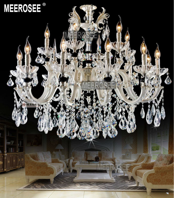 big size 18 arms silver chandelier crystal light silver crystal lustre hanging lamp with k9 crystal lamp for foyer md2151 - Click Image to Close