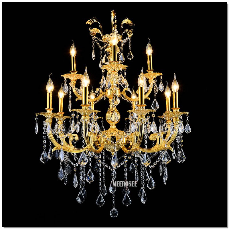 classic 12 arms silver or gold crystal chandelier lighting fixture lustre crystal hanging lamp with k9 crysta md88061 - Click Image to Close