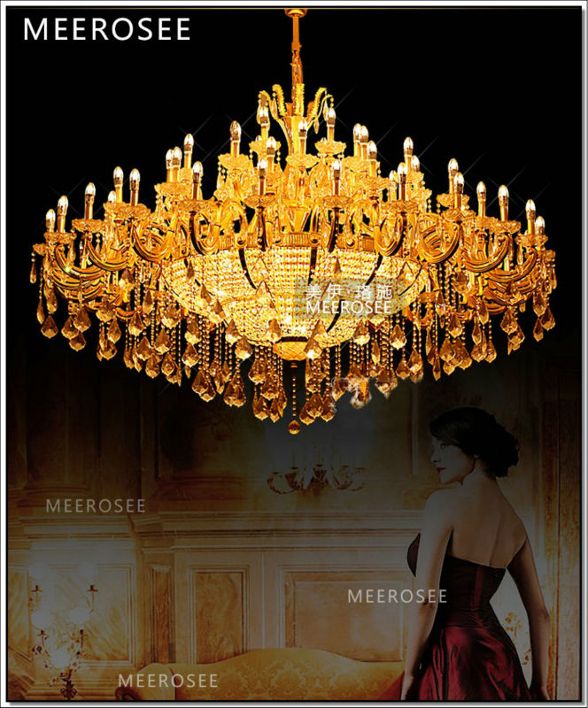 whole retail el large crystal chandelier lamp / light / lighting fixture gold color for el, lobby, foyer, villa