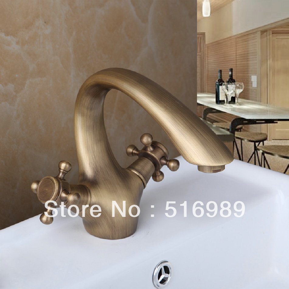 classic antique brass bathroom sink mixer tap faucet 8638 - Click Image to Close