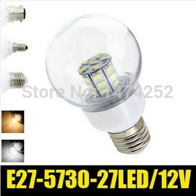 e27 7w led 27led-5730 smd warm white white light globe bulb lamp 12v zm00831/zm00832