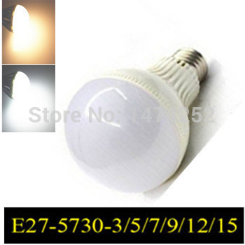 led bulb lamp e27 5730 220v 3w5w7w9w12w15w led bulb light cold/warm white whole led spotlight zm00618