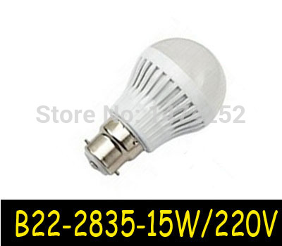 new 1pcs/lot b22 smd2835 15w smd2835 15w ac220v warm white/white led light blub lamp zm00340