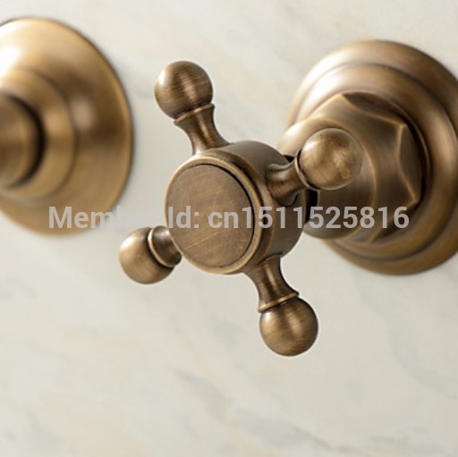 polished copper two cross handles widespread bathroom faucet wall mounted antique brass basin mixer taps torneira banheiro