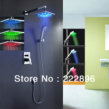 brass led chrome bathroom shower faucet led lighting shower set faucet tap and cold mixer chuveiro eletrico torneira lanos