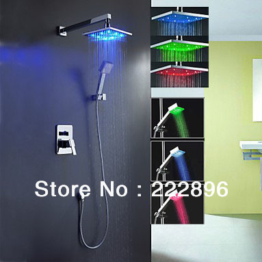 brass led chrome bathroom shower faucet led lighting shower set faucet tap and cold mixer chuveiro eletrico torneira lanos - Click Image to Close