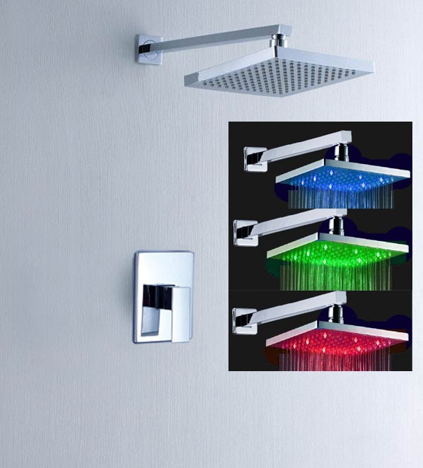 led temperature sensor color changing copper chrome bathroom shower faucet mixer tap shower set torneira chuveiro