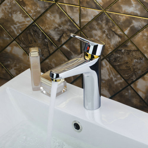 bathroom golden&chrome brass deck mounted 97139 sink plumbing fixture curve spout faucets grifo basin torneira tap mixer faucet - Click Image to Close
