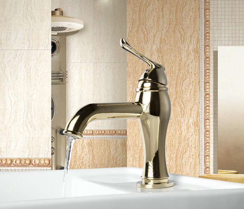l-9827 beautiful durable single handle single hole golden bathroom kitchen tap faucet mixer basin faucet