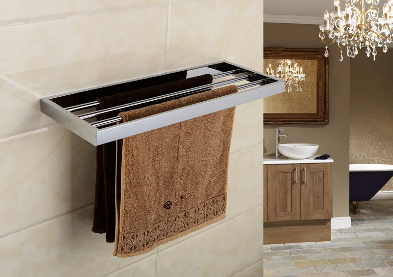 square bathroom shelf high-end solid copper towel holder bath hardware