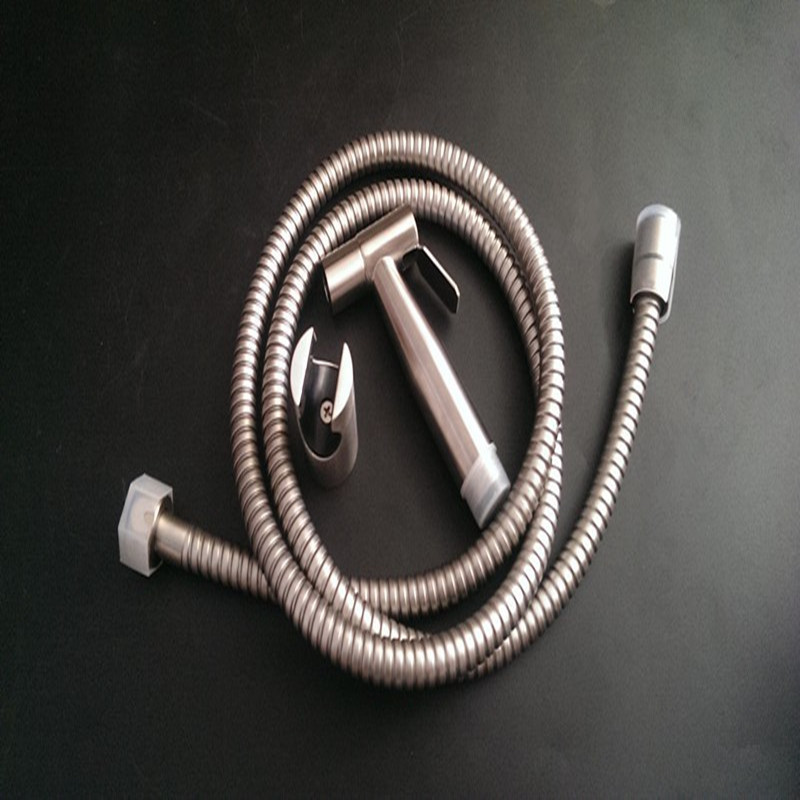 brushed nickel stainless steel toilet handheld bidet sprayer shower shattaf kit jet hose holder - Click Image to Close