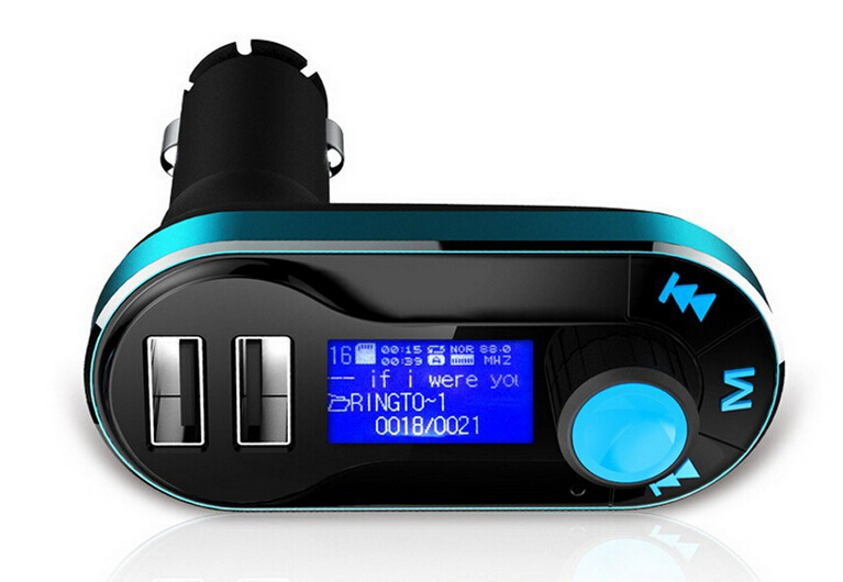 1pcs/lot t66 mp3 player double sub chargers car kit fm transmitter with car audio remote control lcd display zm01100