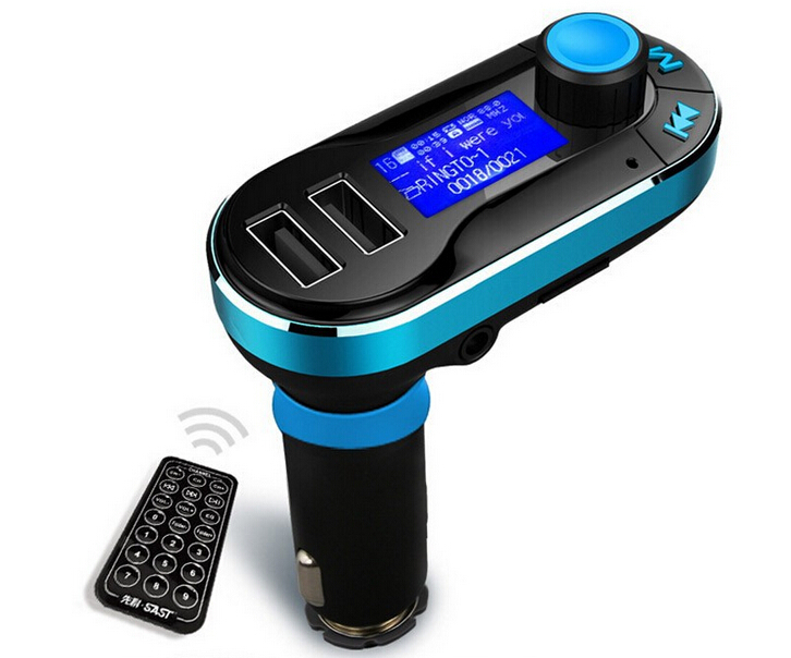 t66 remote control car mp3 player cigarette lighter-type dual usb car charger lcd display fm transmitter zm01100