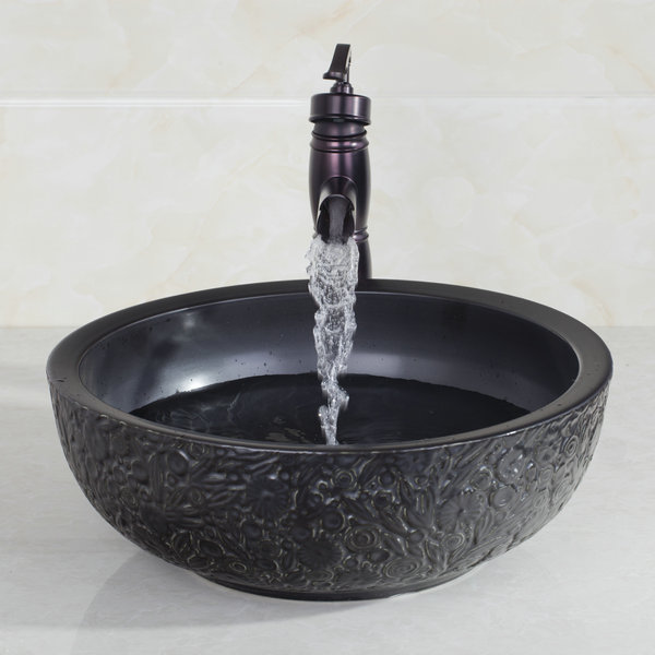 black ceramic bowl,sink,wash oil rubbed bronze faucet with round ceramic bathroom sink set 460597019 - Click Image to Close