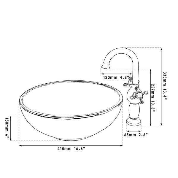 polished golden bowl sinks / vessel basins with waterfall faucet washbasin ceramic basin sink & faucet tap set 46029834