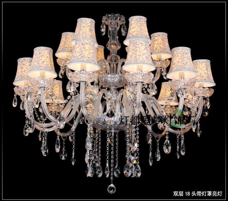 transparent fashion models double 18 crystal lamp living room dining luxurious atmosphere crystal chandelier / d950mm h900mm