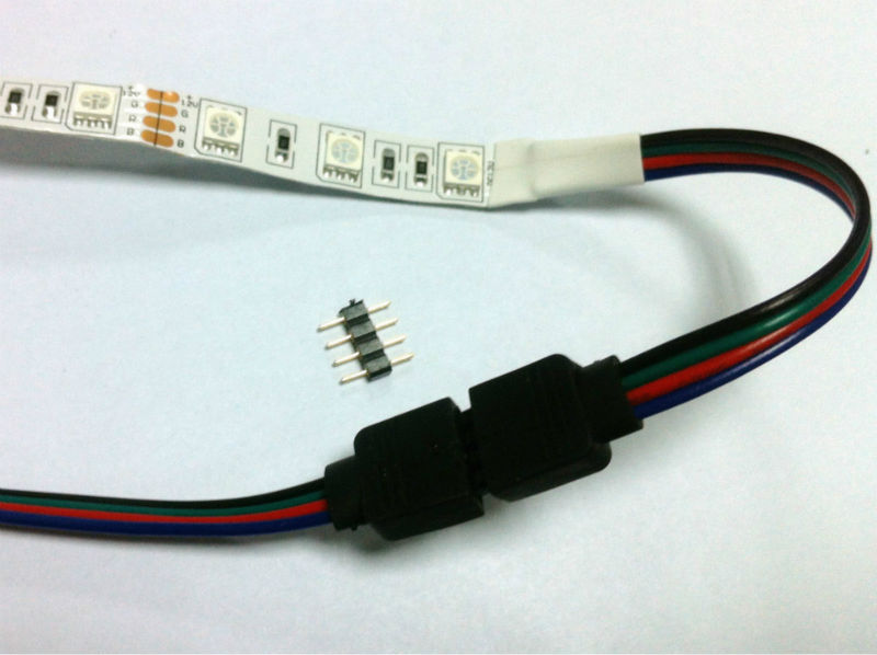 4pin rgb connector 4 pin needle male type double 4pin small part for led rgb 3528 and 5050 strip