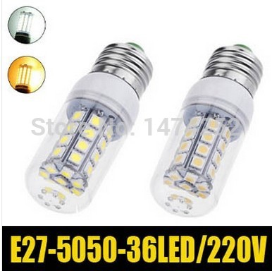 1pcs 7w led corn bulb lamps ultra bright smd 5050 e27 ac 200v lamp 36leds pendant light chandelier lustres zm00688