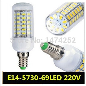 1pcs e14 5730 led lamps 58w ac220v ultra bright 5730smdled corn bulb light shade 69leds zm00696