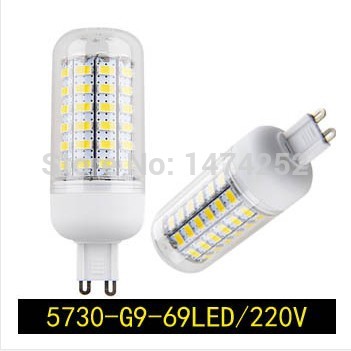5730 g9 led lamp 25w 69smd ac 220v ultra bright 5730smd led corn bulb light chandelier 69leds 1pcs ce&rohs