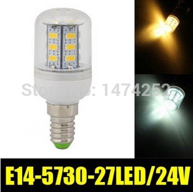e14 5730 27leds corn bulbs 5730 smd 7w/24v warm white/white home lighting reading lights for beds ac24v zm00844