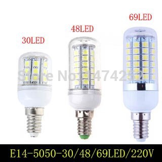 e14 smd 5050 7w 9w 15w e14 led candle corn lights 220v warm white/ white,30led 48led 69led e14 5050smd led bulb lamp zm00109