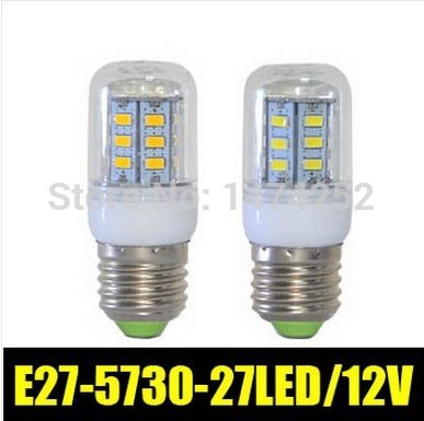 e27 5730 smd chip led light 12v corridors use energy efficient corn bulbs 27leds lamps max 7w lighting 1pcs/lot zm00838