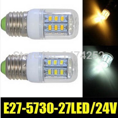 e27 5730 smd chip led light 24v corridors use energy efficient corn bulbs 27leds lamps max 7w lighting 1pcs/lot zm00840