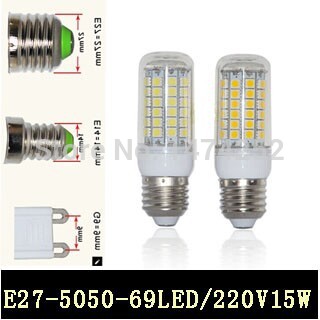 e27 high power led energy-saving lamp 5050smd 69led 15w warm white / cold white maize led lamp energy saving lamp zm00145