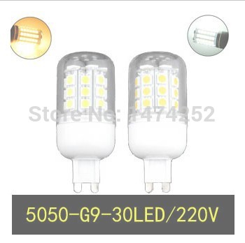 lampada led g9 220v 7w corn lights 5050 30smd warm white/cold white led lamp bulb spotlight zm00107