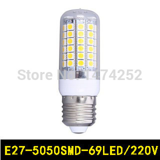 led lamps e27 15w 220v led corn bulb smd5050 ultra bright 69eds light chandelier 1pcs/lot zm00145