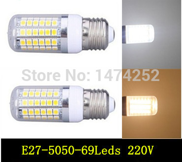 led lamps e27 69leds 220v led wall lamps 12w spot light smd5050 ultra brightness corn light 1pcs/lot zm00145