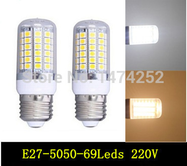 led lamps new high bright 12w e27 69leds 220v 5050 smd led corn bulb ceiling light 1pcs/lot zm00145