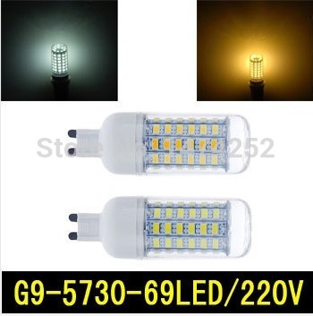 led lights 220v 25w g9 smd 5730 corn bulb lamp 69 leds warm white /white led lighting book light 1pcs/lot zm00698