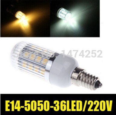 stripe cover e14 36led light lamp bulb 5050 smd 7w warm white lamp 220v led lighting 360 degrees energy saving lights zm00786