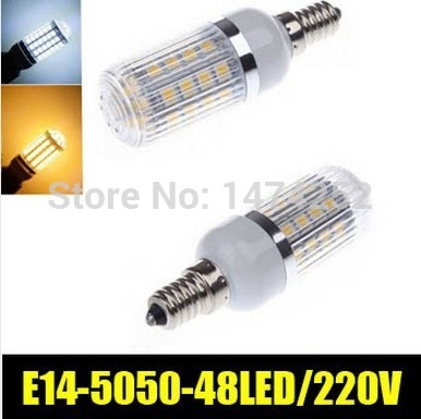 stripe cover e14 48led light lamp bulb 5050 smd 9w warm white lamp 220v led lighting 360 degrees energy saving zm00788