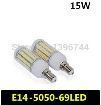 super bright 220v e14 15w led bulbs light 360 angle 69 smd 5050 chip led corn lamp warm/pure white energy saving zm00143
