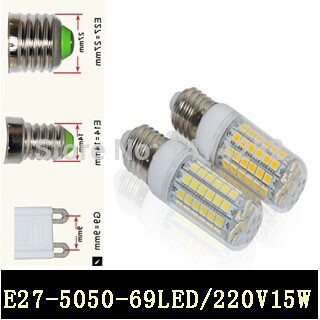super bright led energy saving lamp e27 5050smd 69led 15w warm white / cold white high power corn light zm00145