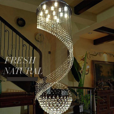 2015 new item modern led crystal chandelier spiral design stair home light fixtures for living room chandeliers ceiling