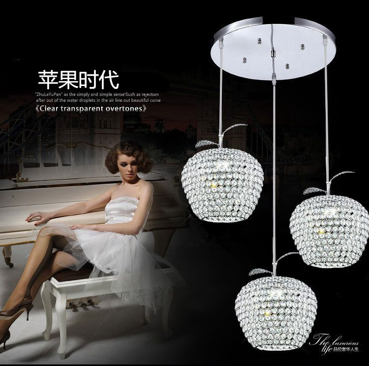apple lustres de cristal restaurant led modern chandelier crystal lamp 12cm 20cm 25cm 28cm kitchen dining room