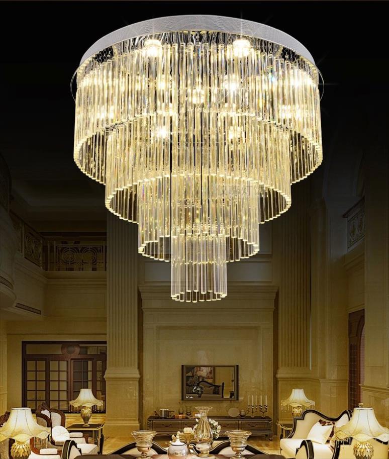 best sell modern led crystal chandelier lights dia80*h70cm lustres de cristal stair lighting guaranteed