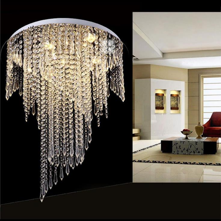 best sell new modern spiral design flush mount k9 crystal chandeliers lighting fixtures dia50*h55cm