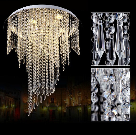best sell new modern spiral design flush mount k9 crystal chandeliers lighting fixtures dia50*h55cm - Click Image to Close