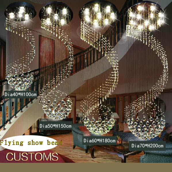 new item modern led crystal light chandelier spiral design lustres de cristal stair lighting